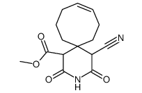 (Z)-5-Cyano-2,4-dioxo-3-aza-spiro[5.7]tridec-9-ene-1-carboxylic acid methyl ester Structure