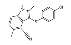3-(4-chlorophenyl)sulfanyl-2,5-dimethyl-1H-indole-4-carbonitrile结构式