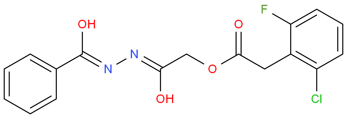 2-(2-chloro-6-fluorophenyl)acetic acid [2-(benzoylhydrazo)-2-oxoethyl] ester结构式