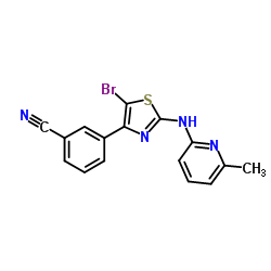 3-{5-Bromo-2-[(6-methyl-2-pyridinyl)amino]-1,3-thiazol-4-yl}benzonitrile Structure