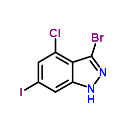 3-Bromo-4-chloro-6-iodo-1H-indazole结构式