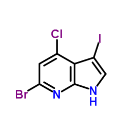 6-bromo-4-chloro-3-iodo-1H-pyrrolo[2,3-b]pyridine structure
