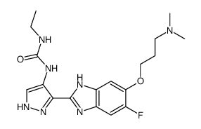 1-{3-[6-(3-Dimethylaminopropoxy)-5-fluoro-1H-benzimidazol-2-yl]-1H-pyrazol-4-yl}-3-ethylurea Structure