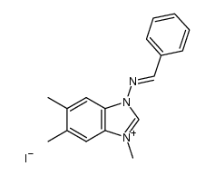 1-Benzylideneamino-3,5,6-trimethylbenzimidazolium Iodide Structure