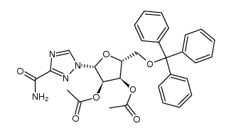 1-(2,3-di-O-acetyl-5-O-trityl-β-D-ribofuranosyl)-1,2,4-triazole-3-carboxamide结构式