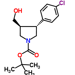 tert-Butyl (3R,4S)-3-(4-chlorophenyl)-4-(hydroxymethyl)pyrrolidine-1-carboxylate结构式