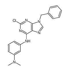 N-(9-Benzyl-2-chloro-9H-purin-6-yl)-N',N'-dimethyl-benzene-1,3-diamine结构式