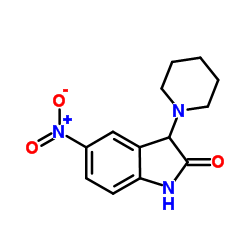 5-Nitro-3-(1-piperidinyl)-1,3-dihydro-2H-indol-2-one Structure