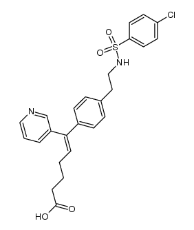 6-(4-(2-(4-chlorobenzenesulphonylamino)ethyl)-phenyl)-6-(pyridin-3-yl)hex-5-enoic acid结构式
