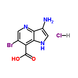 3-Amino-6-bromo-1H-pyrrolo[3,2-b]pyridine-7-carboxylic acid hydrochloride (1:1)结构式