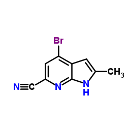 4-Bromo-2-methyl-1H-pyrrolo[2,3-b]pyridine-6-carbonitrile结构式