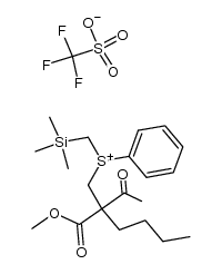 (2-acetyl-2-(methoxycarbonyl)hexyl)(phenyl)((trimethylsilyl)methyl)sulfonium trifluoromethanesulfonate Structure