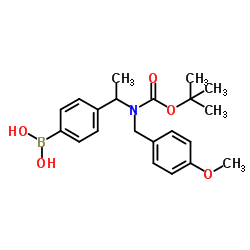 (4-(1-((叔-丁氧基羰基)(4-甲氧苄基)氨基)乙基)苯基)硼酸结构式