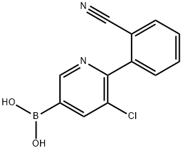 5-Chloro-6-(2-cyanophenyl)pyridine-3-boronic acid结构式