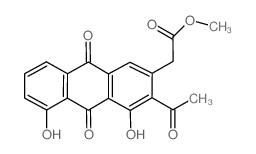 2-Anthraceneacetic acid, 3-acetyl-9,10-dihydro-4,5-dihydroxy-9,10-dioxo-, methyl ester (en)结构式