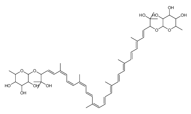 2-[2,31-dihydroxy-2,6,10,14,19,23,27,31-octamethyl-30-(3,4,5-trihydroxy-6-methyloxan-2-yl)oxydotriaconta-4,6,8,10,12,14,16,18,20,22,24,26,28-tridecaen-3-yl]oxy-6-methyloxane-3,4,5-triol Structure