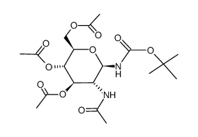 (2R,3S,4R,5R,6R)-5-acetamido-2-(acetoxymethyl)-6-((tert-butoxycarbonyl)amino)tetrahydro-2H-pyran-3,4-diyl diacetate Structure