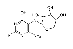 6-amino-2-methylsulfanyl-5-[[(3R,4S,5R)-3,4,5-trihydroxyoxan-2-yl]amino]-1H-pyrimidin-4-one结构式