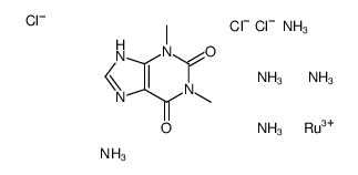 azane, 1,3-dimethyl-7H-purine-2,6-dione, ruthenium(+3) cation, trichlo ride结构式