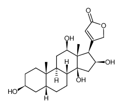 3β,12β,14,16β-tetrahydroxy-5β,14β-card-20(22)-enolide Structure