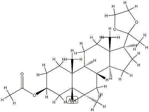 3β-(Acetyloxy)-5,6β-epoxy-6α-methyl-5β-pregnan-20-one ethylene acetal Structure