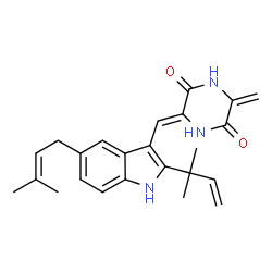 3-[[(Z)-2-(1,1-Dimethyl-2-propenyl)-5-(3-methyl-2-butenyl)-1H-indol-3-yl]methylene]-6-methylene-2,5-piperazinedione structure