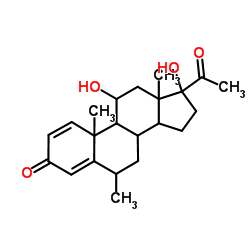 11β,17α-Dihydroxy-6α-methylpregna-1,4-diene-3,20-dione Structure