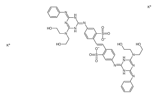 dipotassium 4,4'-bis[6-anilino-4-[bis(2-hydroxyethyl)amino-1,3,5-triazin-2-yl]amino]stilbene-2,2'-disulphonate结构式