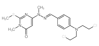 6-[[[4-[bis(2-chloroethyl)amino]phenyl]methylideneamino]-methyl-amino]-3-methyl-2-methylsulfanyl-pyrimidin-4-one Structure