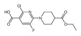 2-chloro-6-[4-(ethoxycarbonyl)piperidin-1-yl]-5-fluoronicotinic acid结构式