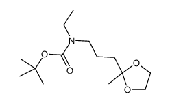 N-(t-Boc)-N-乙基-3-(2-甲基-[1,3]二氧戊环-2-基)丙胺结构式