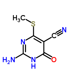 5-pyrimidinecarbonitrile, 2-amino-4-hydroxy-6-(methylthio)- Structure