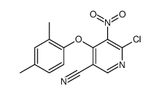 6-chloro-4-(2,4-dimethylphenoxy)-5-nitropyridine-3-carbonitrile结构式