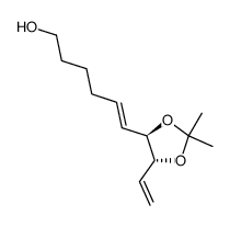 (E)-6-((4R,5R)-2,2-dimethyl-5-vinyl-1,3-dioxolan-4-yl)hex-5-en-1-ol结构式