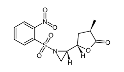 (3R,5S)-3-methyl-5-{(2S)-1-[(2-nitrophenyl)sulfonyl]aziridin-2-yl}dihydrofuran-2(3H)-one结构式