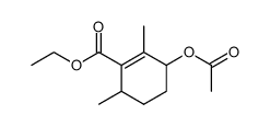 3-Acetoxy-2,6-dimethyl-cyclohex-1-enecarboxylic acid ethyl ester Structure