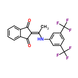 2-(1-{[3,5-Bis(trifluoromethyl)phenyl]amino}ethylidene)-1H-indene-1,3(2H)-dione Structure