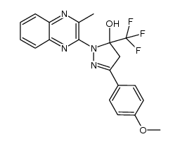 5-hydroxy-1-(3-methylquinoxalin-2-yl)-3-(p-methoxyphenyl)-5-trifluoromethyl-Δ2-pyrazoline结构式