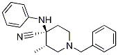 顺-3-甲基-4-(苯基氨基)-1-(苯基甲基)-4-哌啶腈结构式