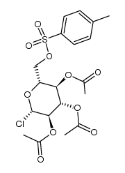 O2,O3,O4-triacetyl-O6-(toluene-4-sulfonyl)-β-D-glucopyranosyl chloride结构式