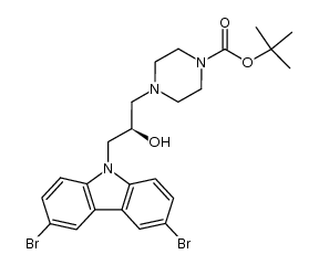 (R)-4-[3-(3,6-Dibromocarbazol-9-yl)-2-hydroxy-propyl]-piperazine-1-carboxylic tert-butyl ester Structure