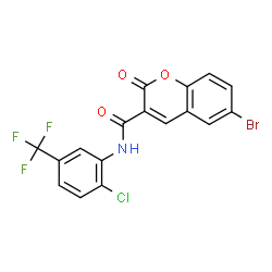 6-Bromo-N-[2-chloro-5-(trifluoromethyl)phenyl]-2-oxo-2H-chromene-3-carboxamide结构式