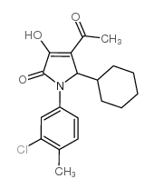 2H-Pyrrol-2-one, 4-acetyl-1-(3-chloro-4-methylphenyl)-5-cyclohexyl-1,5-dihydro-3-hydroxy- Structure