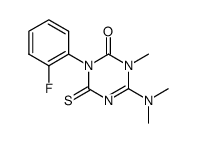 6-dimethylamino-3-(2-fluoro-phenyl)-1-methyl-4-thioxo-3,4-dihydro-1H-[1,3,5]triazin-2-one结构式