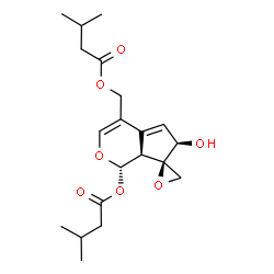 3-Methylbutanoic acid (1S,7R)-6,7aα-dihydro-6β-hydroxy-4-[(3-methyl-1-oxobutoxy)methyl]spiro[cyclopenta[c]pyran-7(1H),2'-oxiran]-1α-yl ester Structure