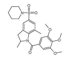 (2,7-dimethyl-5-piperidin-1-ylsulfonyl-2,3-dihydroindol-1-yl)-(3,4,5-trimethoxyphenyl)methanone结构式