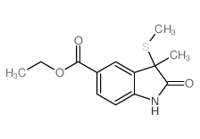 1H-Indole-5-carboxylicacid, 2,3-dihydro-3-methyl-3-(methylthio)-2-oxo-, ethyl ester Structure