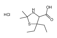 5,5-diethyl-2,2-dimethyl-1,3-thiazolidine-4-carboxylic acid,hydrochloride Structure