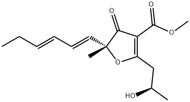 (+)-2-(1,3-Hexadienyl)-4-(3-hydroxy-1-oxobutyl)-5-methoxy-2-methylfuran-3(2H)-one结构式