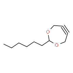 5,6-didehydro-2-hexyl-4,7-dihydro-1,3-dioxepin structure